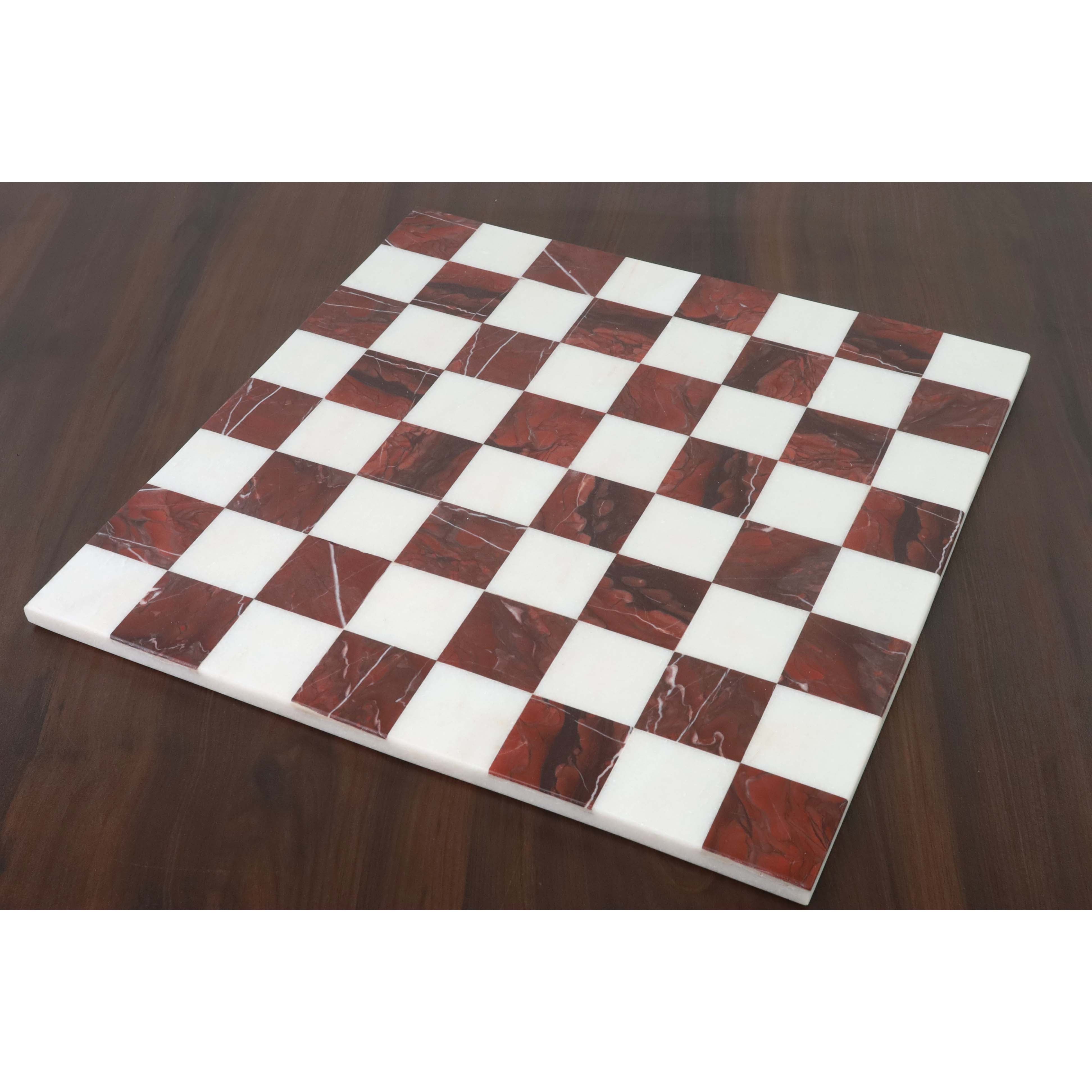 15'' Borderless Marble Stone Luxury Chess Board - Maroon Semi Precious Stones