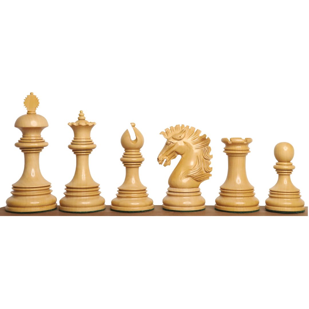 Alexandria Luxury Staunton - Pièces d'échecs en bois d'ébène à trois poids avec un échiquier en bois d'ébène et d'érable de 23" - bordures en Sheesham - finition mate.