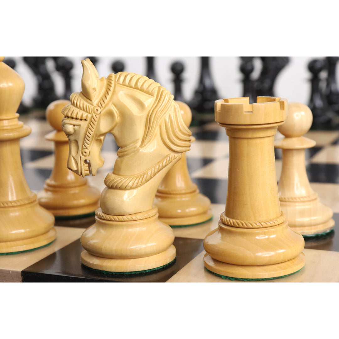 Jeu d'échecs 4.5" Imperator Luxury Staunton légèrement imparfait - Pièces d'échecs uniquement - Bois d'ébène - Poids triple