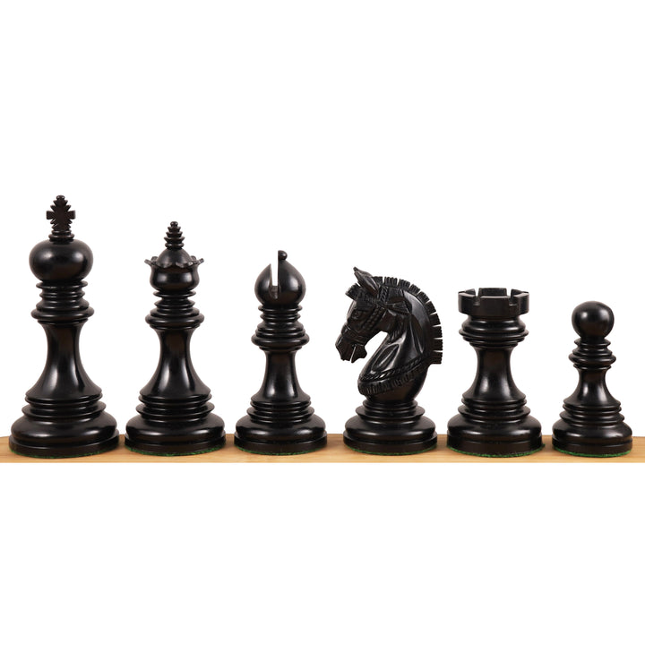 Combinazione di pezzi di scacchi in legno d'ebano di lusso Stallion Staunton da 4,1" con scacchiera da 23 pollici e scatola di stoccaggio