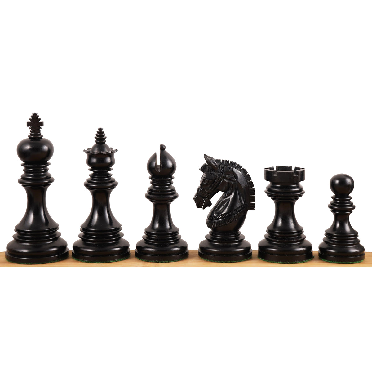 Elite black ebony Stallion Staunton chess pieces set.