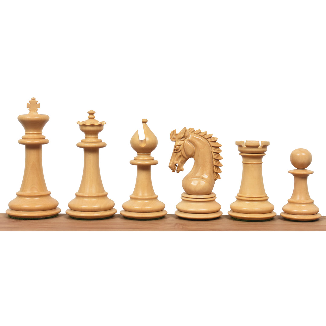 Pièces d'échecs en bois de rose 3.7" Emperor Series Staunton avec grand échiquier plat 21" Coffre de rangement en bois de rose et érable et simili cuir