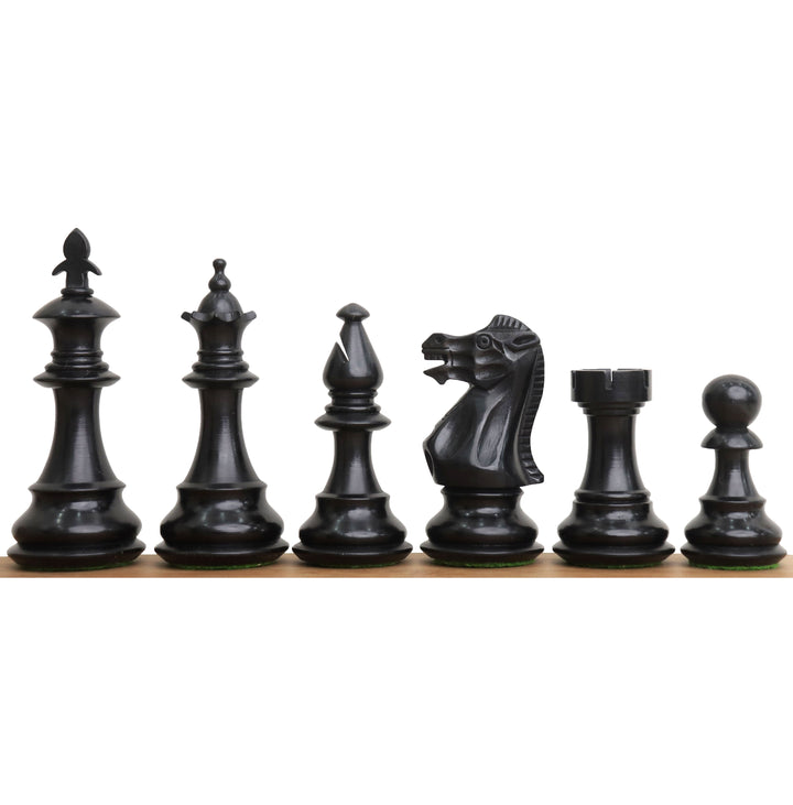 Set di scacchi pesati da 3,7" British Staunton - Solo pezzi di scacchi - Legno di bosso ebanizzato