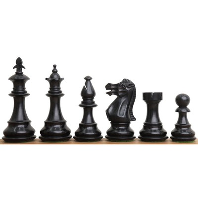 3.7" British Staunton Weighted Chess Pieces Only set-  Ebonised Boxwood