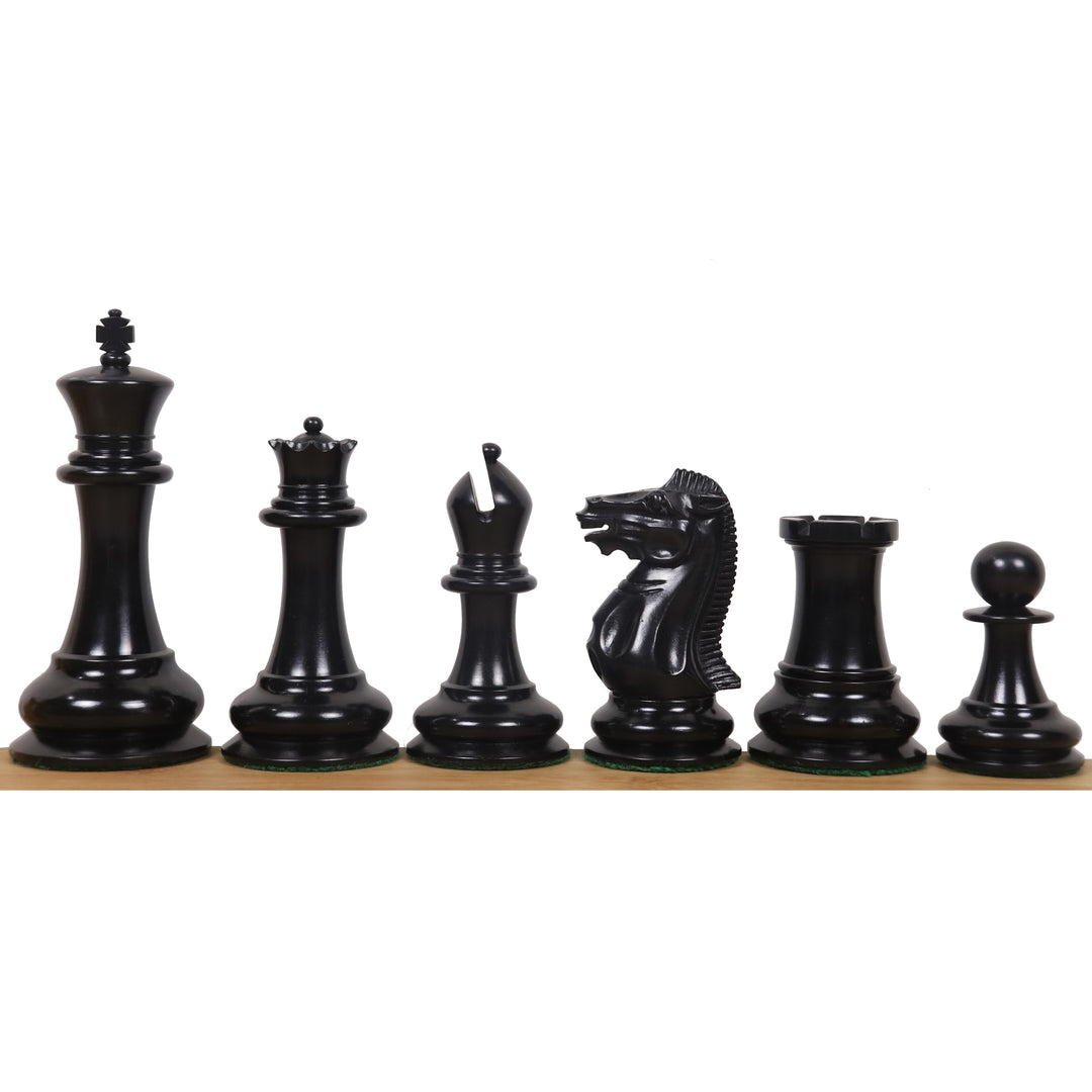 Slightly Imperfect 4.5" Reproduced 1849 Staunton Chess Set - Chess Pieces Only- Antiqued Boxwood & Ebony