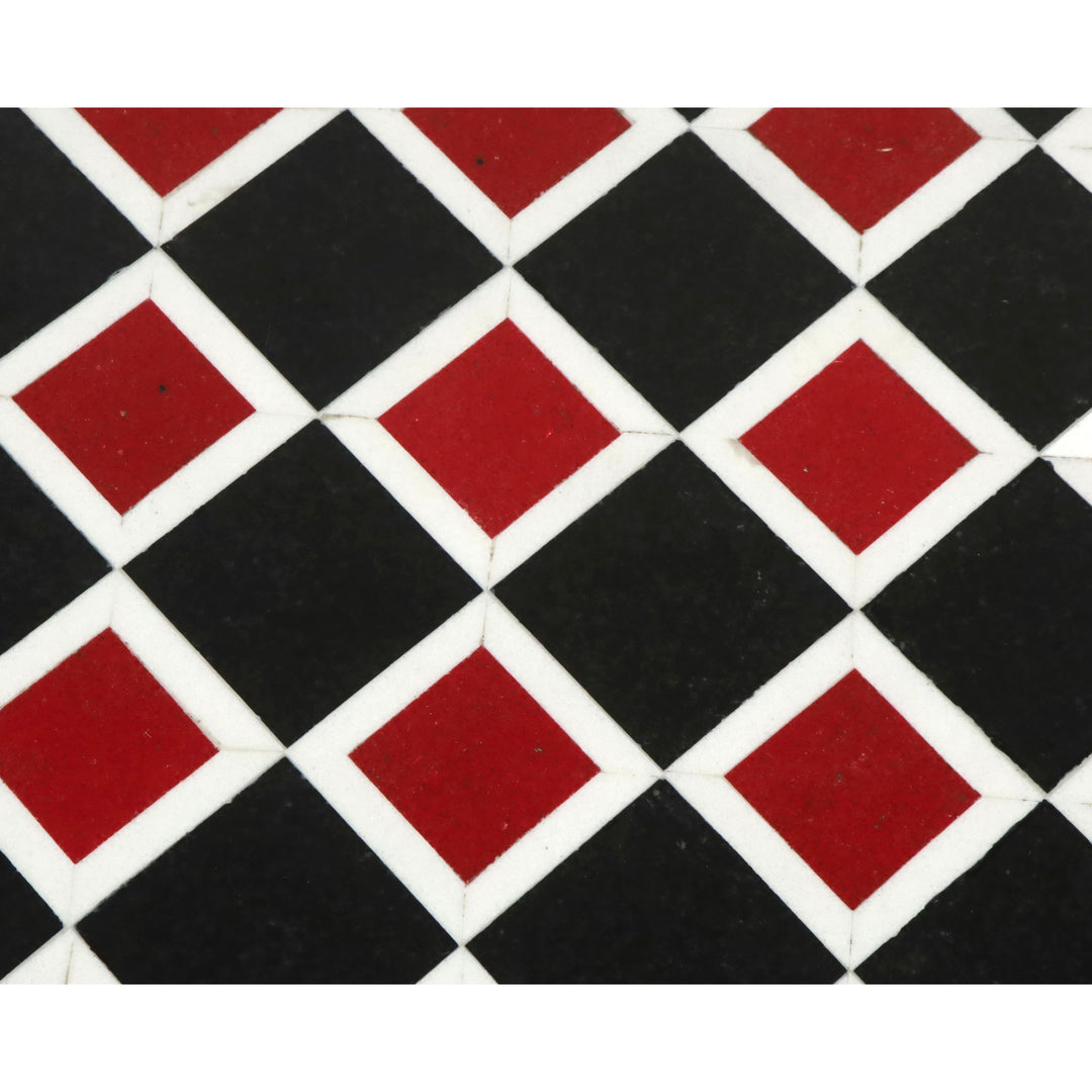 18'' Marmeren Steen Luxe Schaakbord - Zwarte & Rode Halfedelstenen