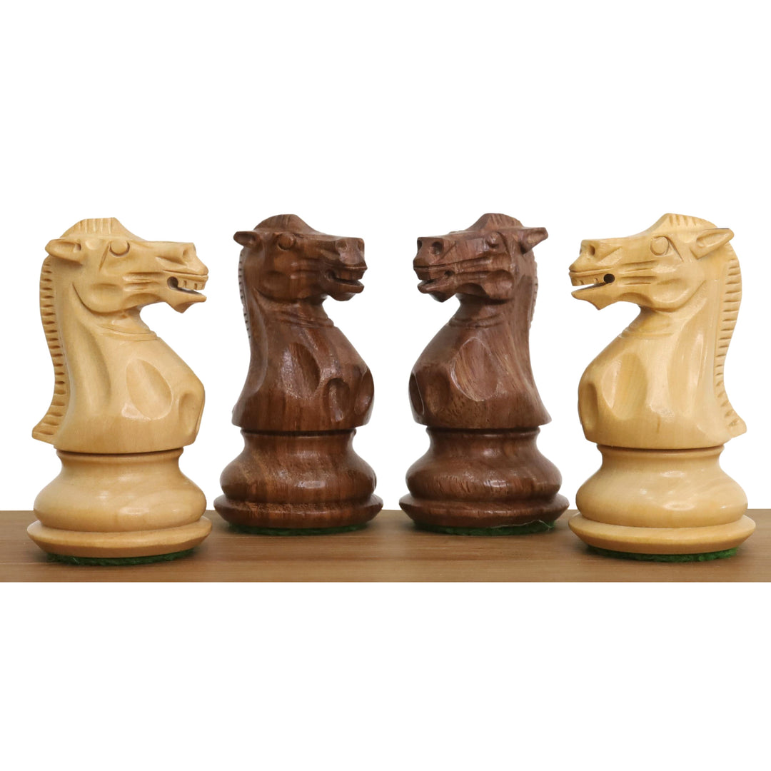 Juego de ajedrez Staunton profesional de 3" - Sólo piezas de ajedrez - Palisandro dorado ponderado
