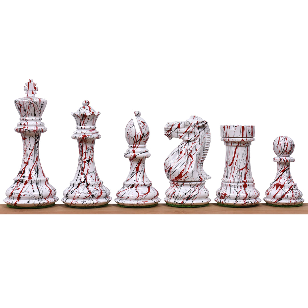 4.1” Zestaw szachów Staunton z malowaną teksturą - tylko figury szachowe - obciążony bukszpan