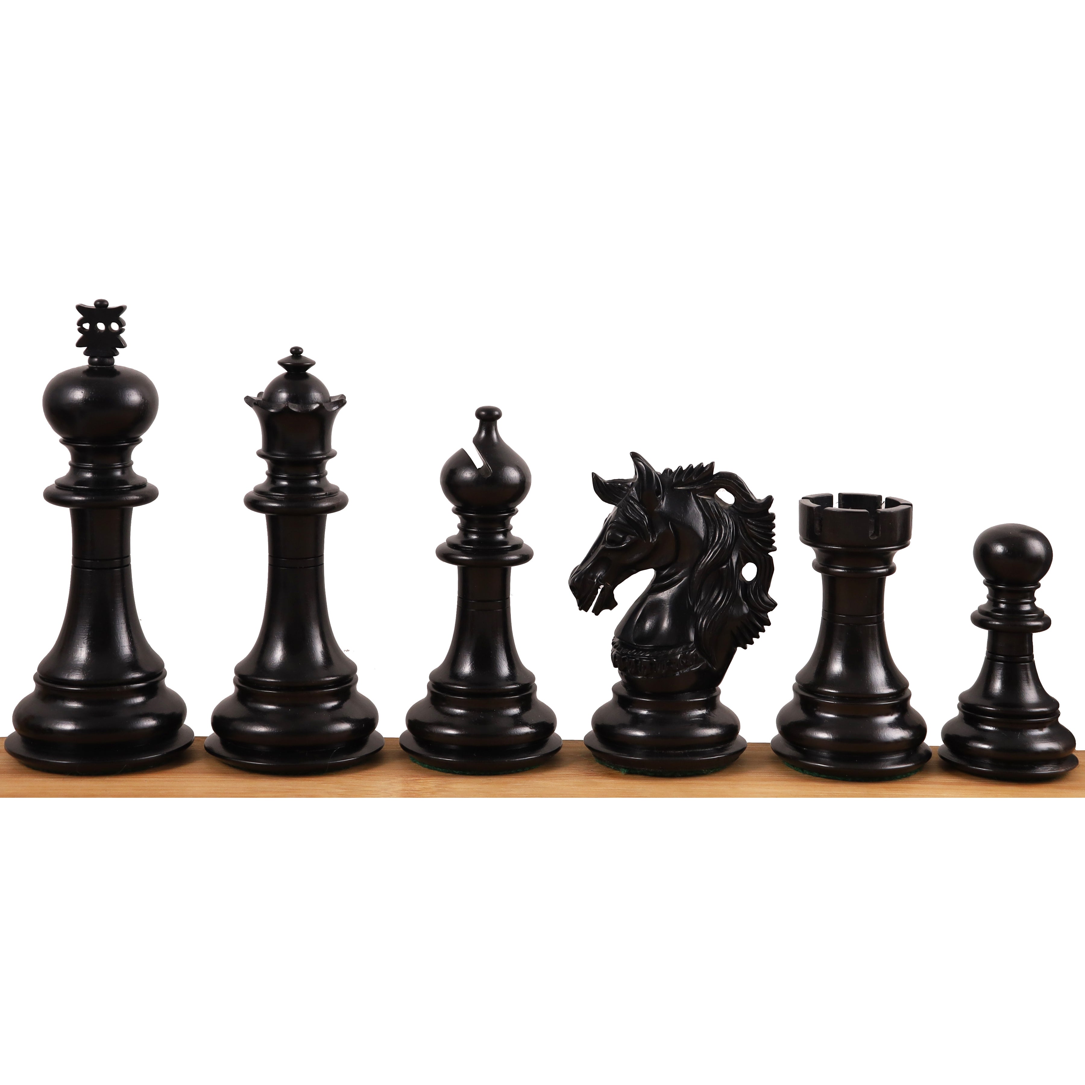 Combo of 4.6" Prestige Luxury Staunton Ebony Chess Pieces with 23" Chessboard and Storage Box