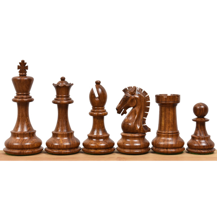 Slightly Imperfect 3.9" Craftsman Knight Staunton Chess Set - Chess Pieces Only - Triple Weighted Golden Rosewood