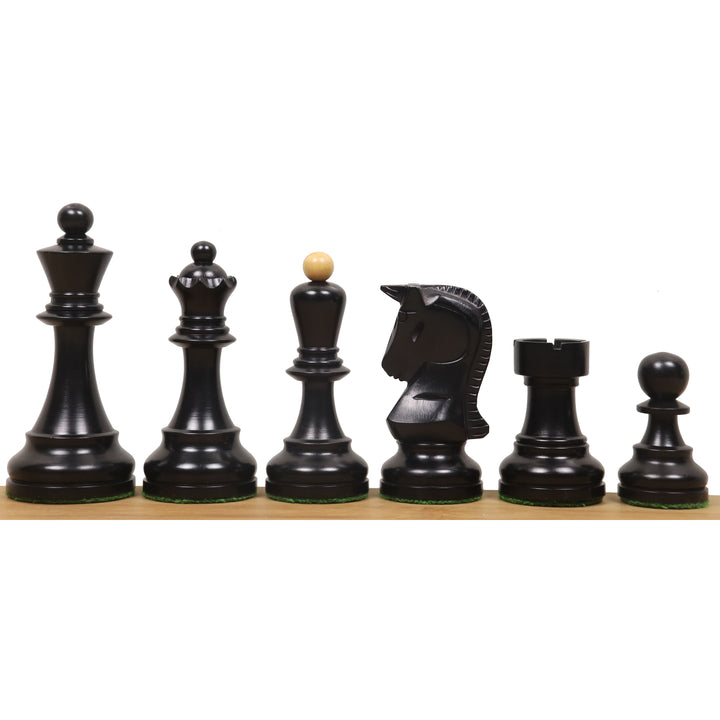 Slightly Imperfect 1950 Reproduced Bobby Fischer 3.7" Dubrovnik Chess Set - Chess Pieces Only Ebonised Boxwood