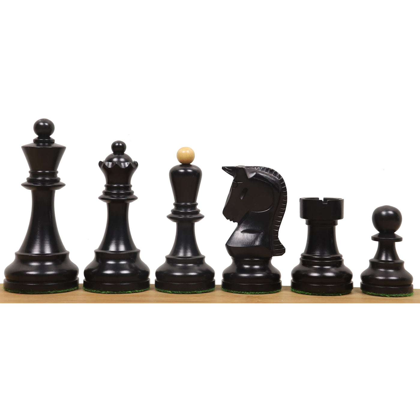 Slightly Imperfect 1950 Reproduced Bobby Fischer 3.7" Dubrovnik Chess Pieces Set Ebonised Boxwood