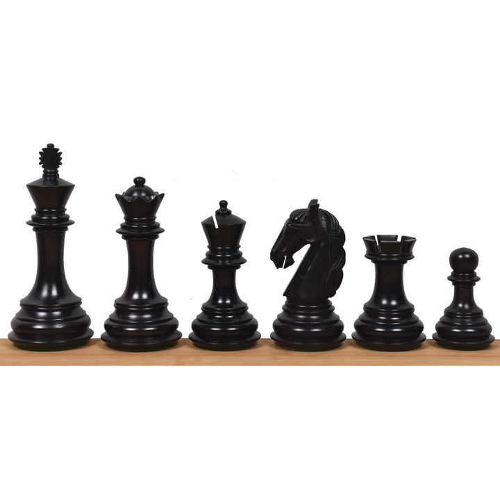 Slightly Imperfect 3.9" Old Columbian Staunton Weighted Chess Set - Chess Pieces Only- Crimson & Ebonised Boxwood