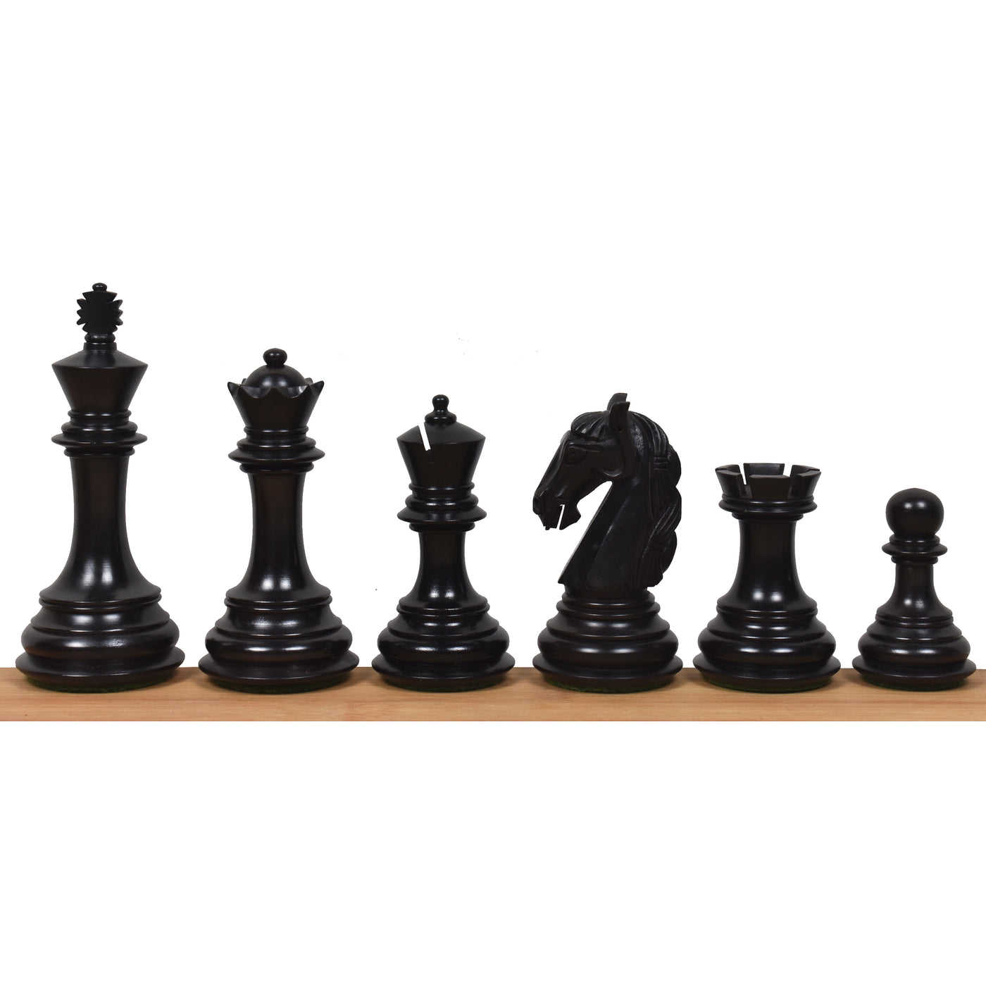 Slightly Imperfect 3.9" Old Columbian Staunton Weighted Chess Pieces set- Crimson & Ebonised Boxwood