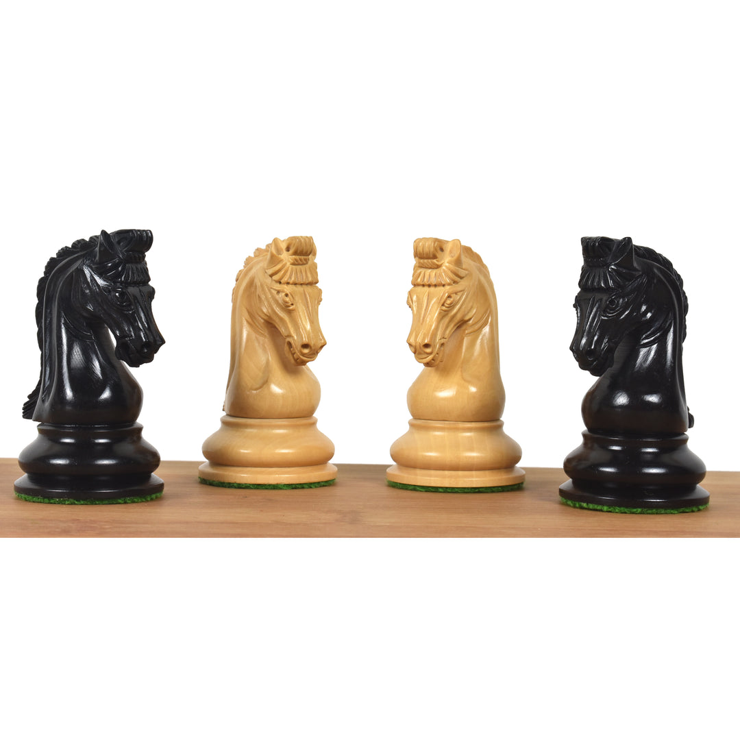 Riproduzione leggermente imperfetta 2016 del set di scacchi Sinquefield Staunton - Solo pezzi di scacchi - Legno d'ebano - Peso triplo