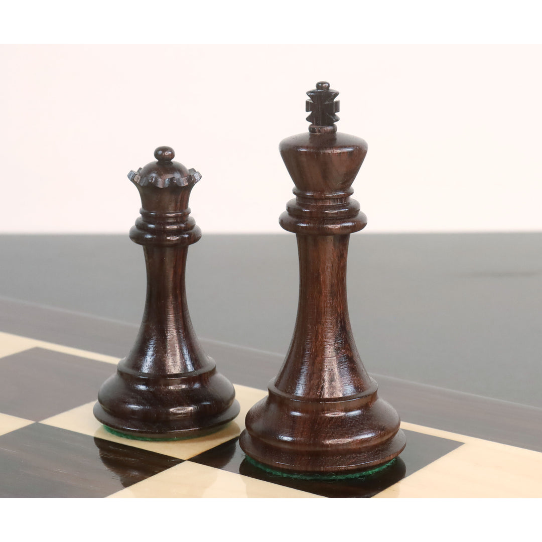 Jeu d'échecs de luxe 4" Sleek Staunton - Pièces d'échecs uniquement - Bois de rose à trois poids