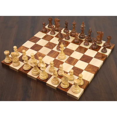 3.7" British Staunton Weighted Chess Pieces Only set-  Golden Rosewood & Boxwood