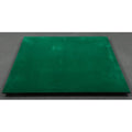 The complete protective green felt backing on the underside of a large ebony wood chessboard.
