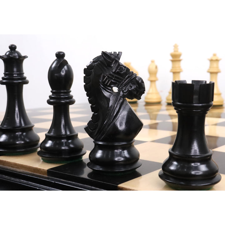 4” luksusowy zestaw szachów Bridle Staunton - tylko  szachy - drewno hebanowe i bukszpan