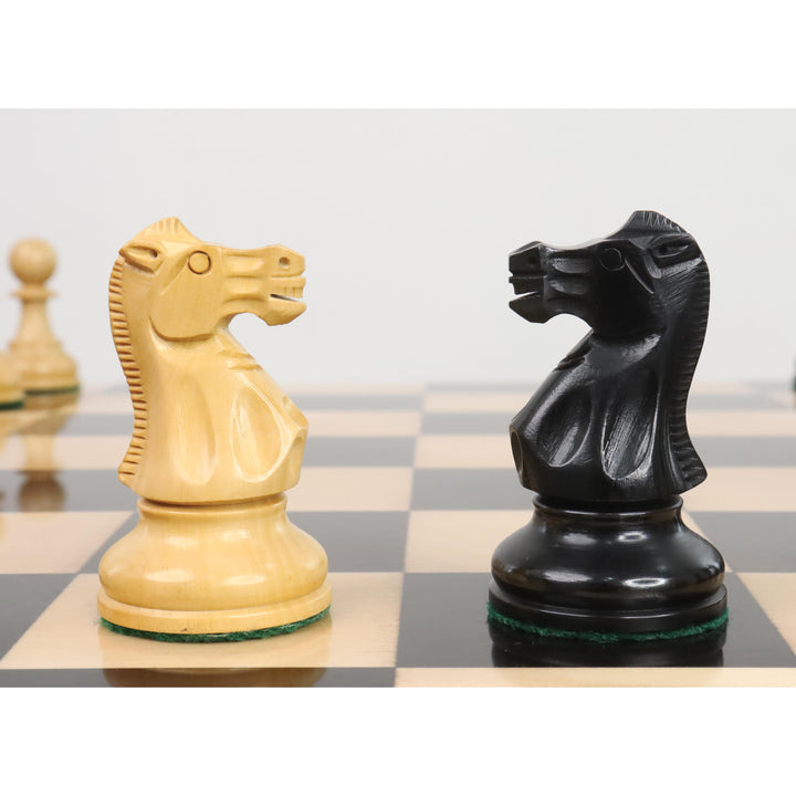 4,1" Nowy klasyczny zestaw drewnianych figur szachowych Staunton - ważony ebonizowany bukszpan
