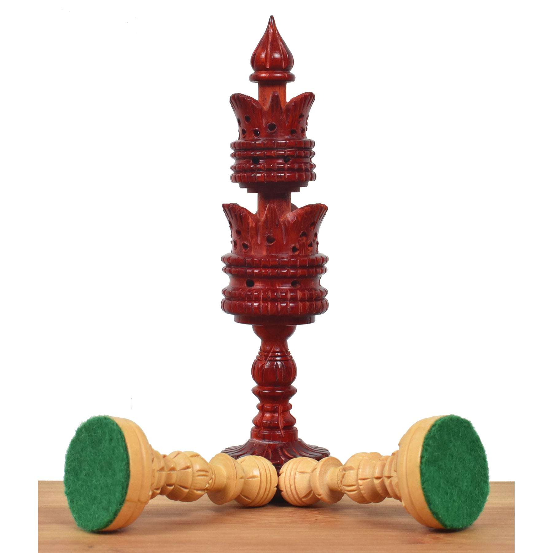 4.7" Hand Carved Lotus Series Chess Set- Chess Pieces Only in Weighted Bud Rosewood