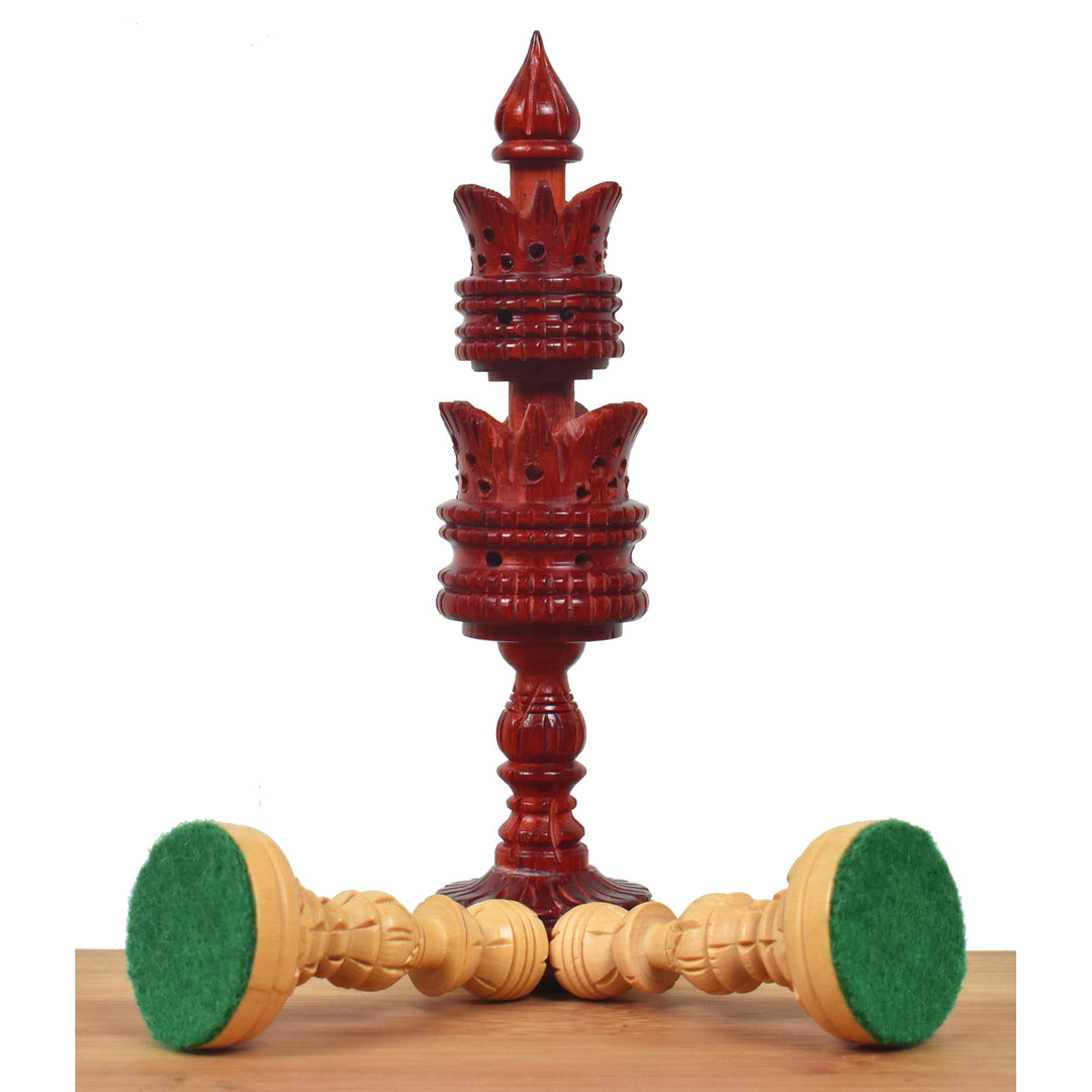 4.7” Ręcznie Rzeźbiony Zestaw Szachów z Serii Lotus - Tylko Szachy w Ważonym Pączek Drewno Różane