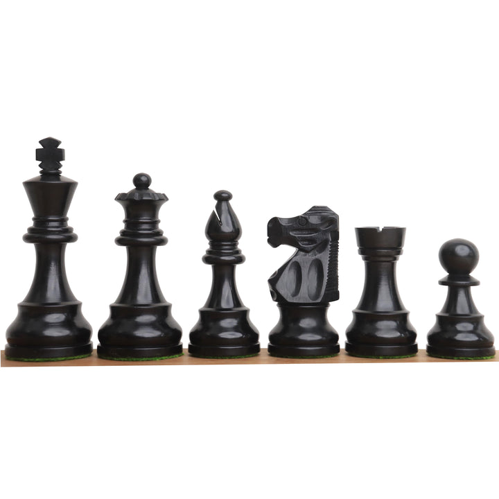 Reproduceret fransk Lardy Staunton skaksæt - kun skakbrikker - vægtet træ - 4 dronninger