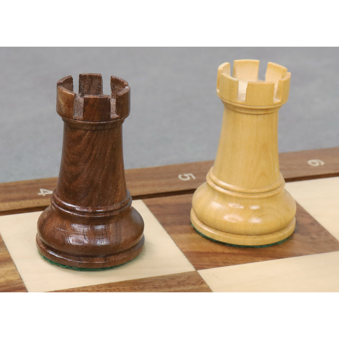 Slightly Imperfect Leningrad Staunton Chess Set - Chess Pieces Only - Golden Rosewood & Boxwood - 4" King