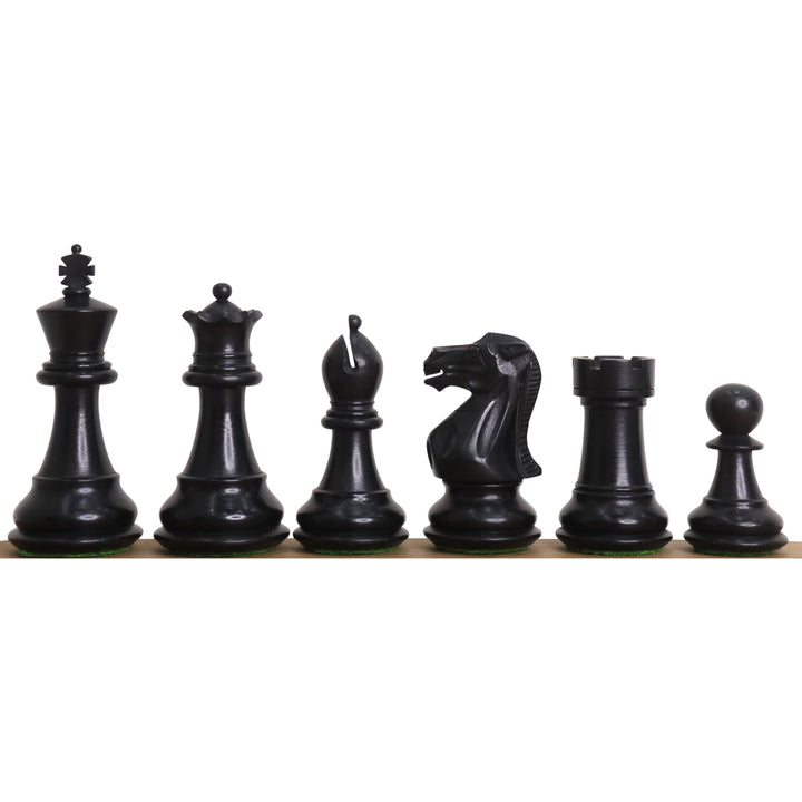 3" professionelt Staunton-skaksæt - kun skakbrikker - Vægtet eboniseret buksbom