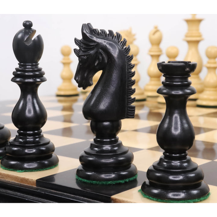 Jeu d'échecs 4.6" Medallion Luxe Staunton - Pièces d'échecs uniquement - Bois d'ébène triple poids