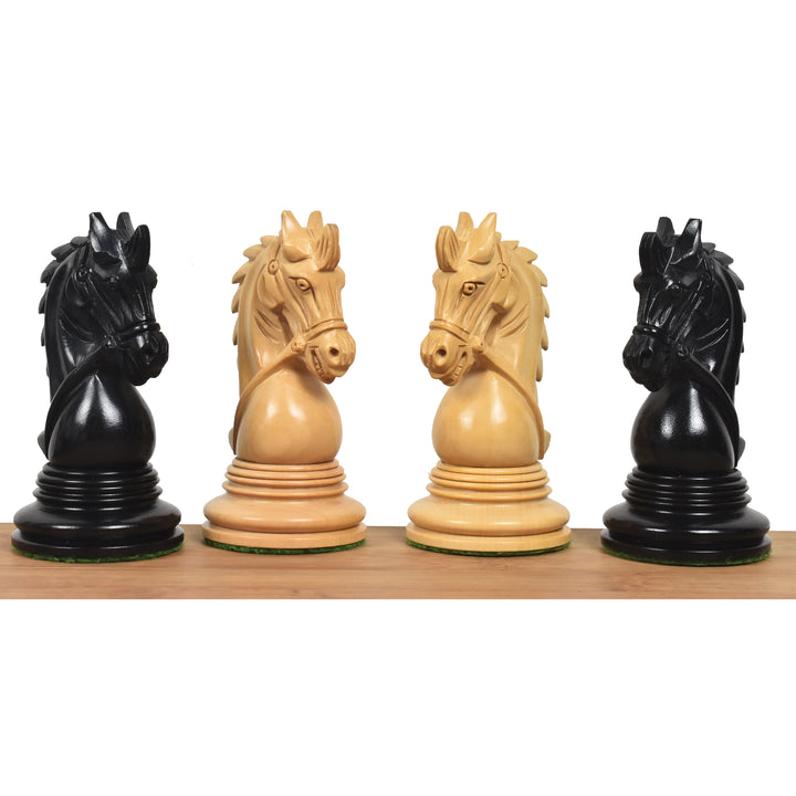 4.3" Napoleon Luxury Staunton Triple Weighted Ebony Wood Chess Pieces met 23" Ebony & Maple Wood Chessboard en Leatherette Coffer Storage Box.