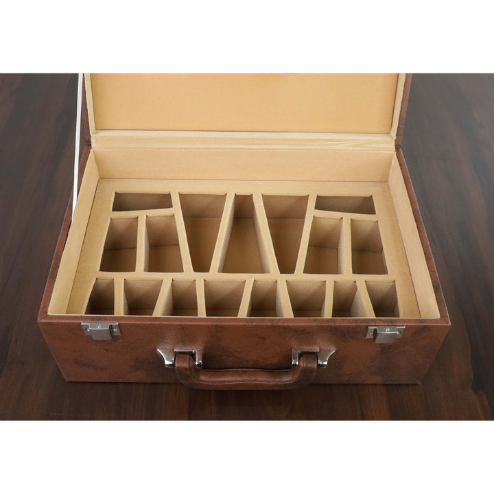 Pudełko do przechowywania szachów Signature Leatherette Coffer Storage Box - brązowy - szachy do 4"
