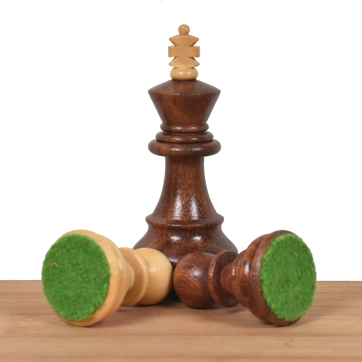 Golden Rosewood King with two pieces showing green felted bases for smooth board movement.