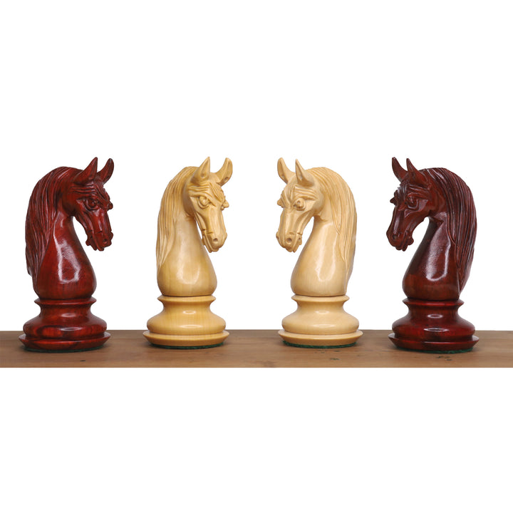 Pièces d'échecs de luxe en bois de rose Bud Staunton de 4,6 po avec échiquier en bois de rose Bud &amp; érable Signature de 23 po et boîte de rangement en simili cuir