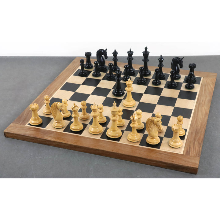 Jeu de pièces d'échecs Staunton de luxe de 4.6" légèrement imparfaites seulement - bois d'ébène - poids triple