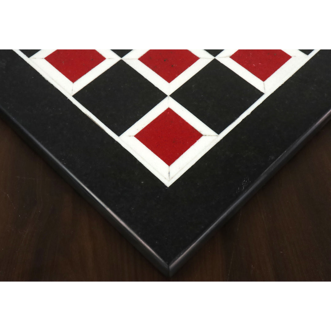 18" luksusowa szachownica z marmuru - czarno-czerwone kamienie półszlachetne
