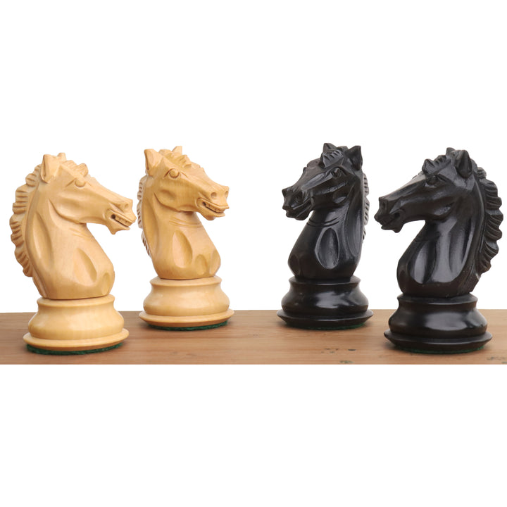 4" Alban Knight Staunton Chess Set- Chess Pieces Only - Weighted Ebonised Boxwood