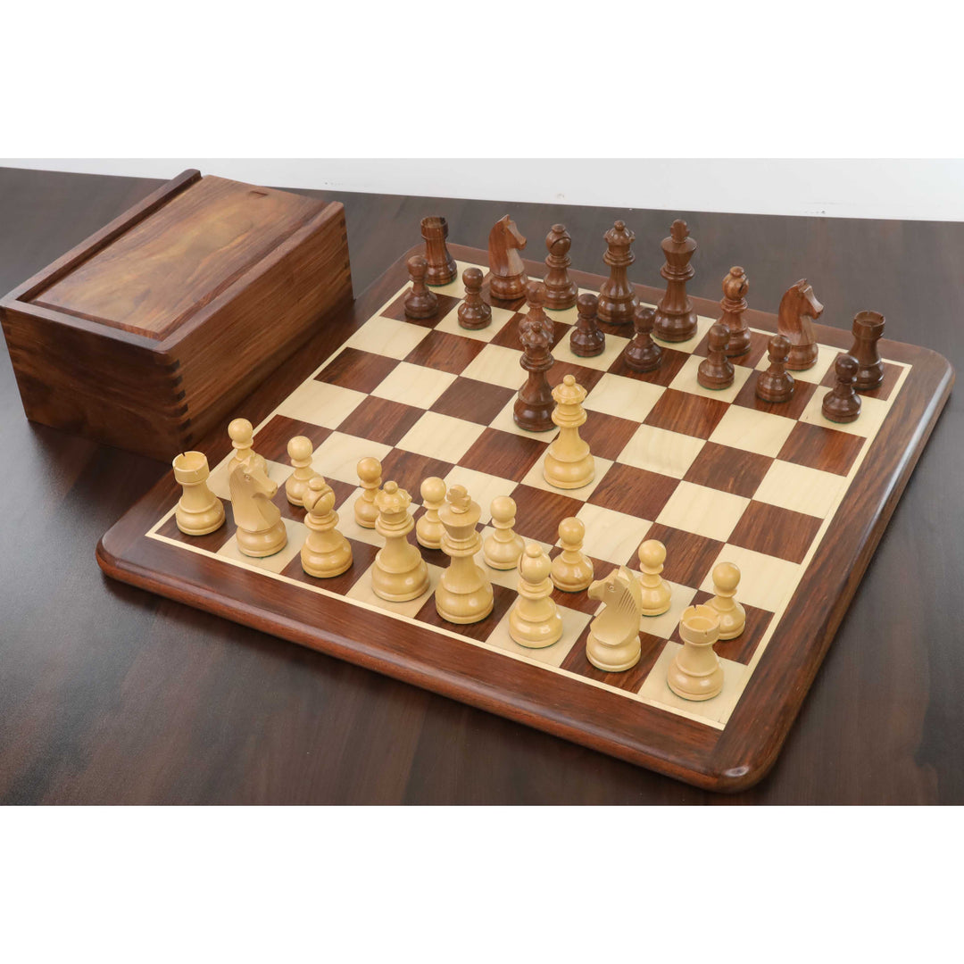 3.9" Turnier schachspiel - Nur Schachfiguren - Goldenes Rosenholz mit Extra-Damen
