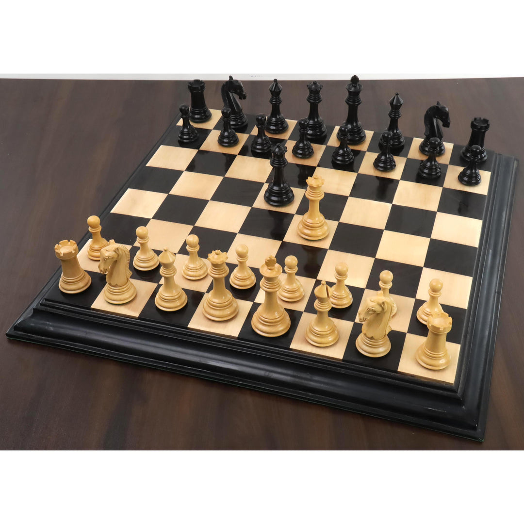 Slightly Imperfect 3.9" New Columbian Staunton Chess Set - Chess Pieces Only - Ebony Wood - Double Weighted