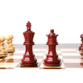 3.1 inch King and Queen luxury Staunton chess pieces in polished crimson Bud Rosewood.