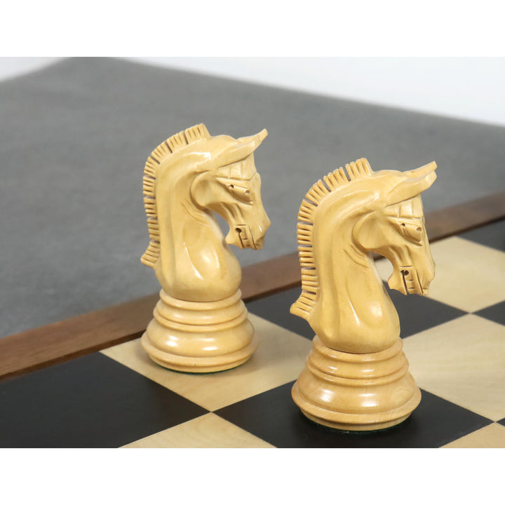 Piezas de ajedrez de madera de ébano de lujo Staunton imperial de 3,8" con tablero de ajedrez de madera maciza de ébano y arce con incrustaciones de 21".