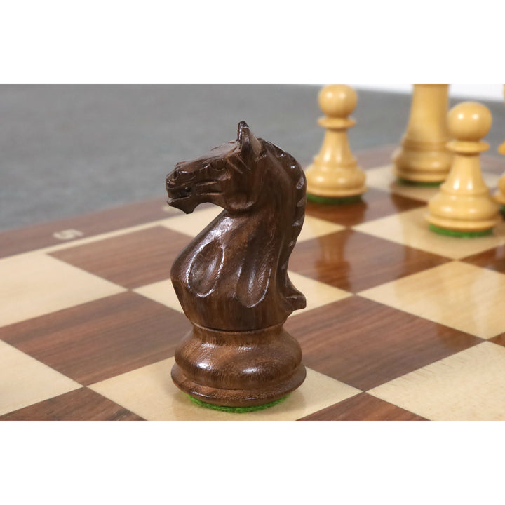 3.75" Queens Gambit Staunton Schachfiguren mit 21" Drueke Style Matt Finish Schachbrett und Aufbewahrungsbox - Golden Rosewood & Ahornholz