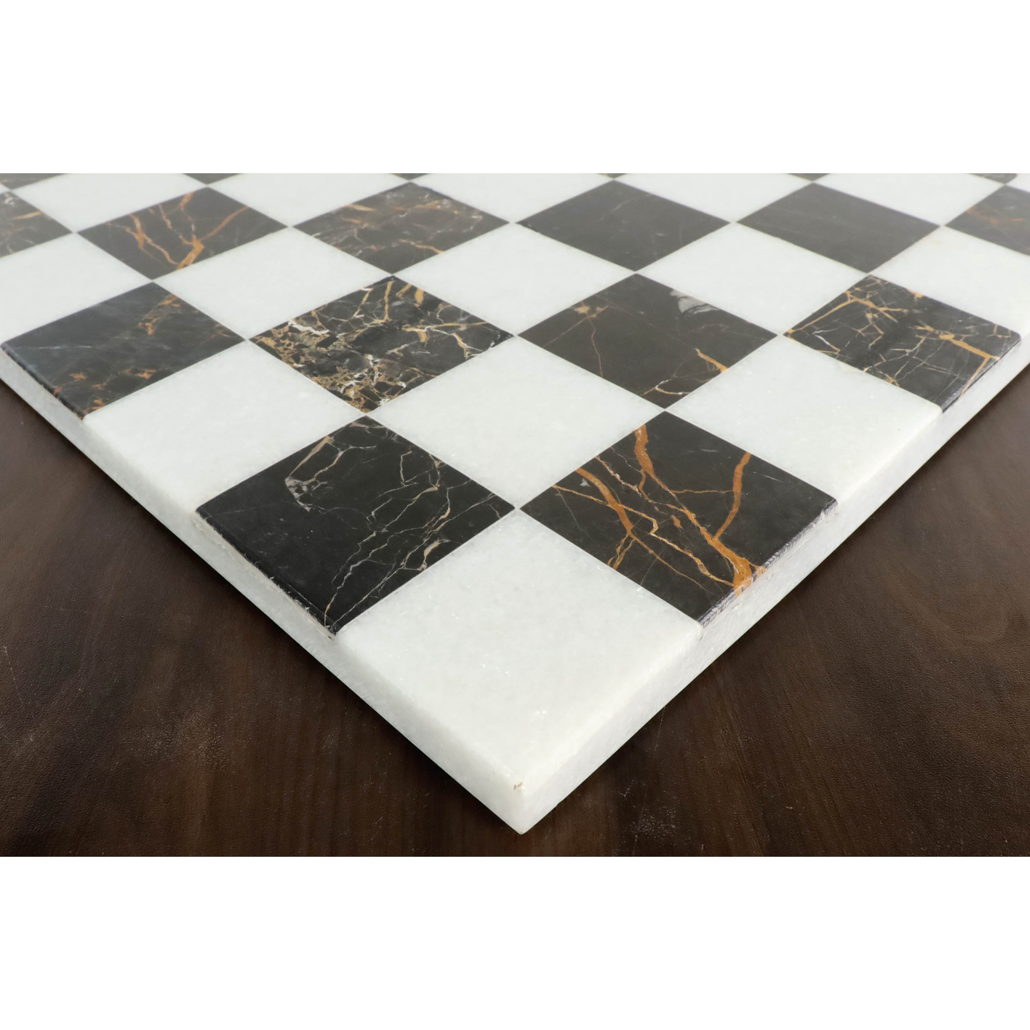 18'' Borderless Marble Stone Luxury Chess Board -  Black and White Marble stone