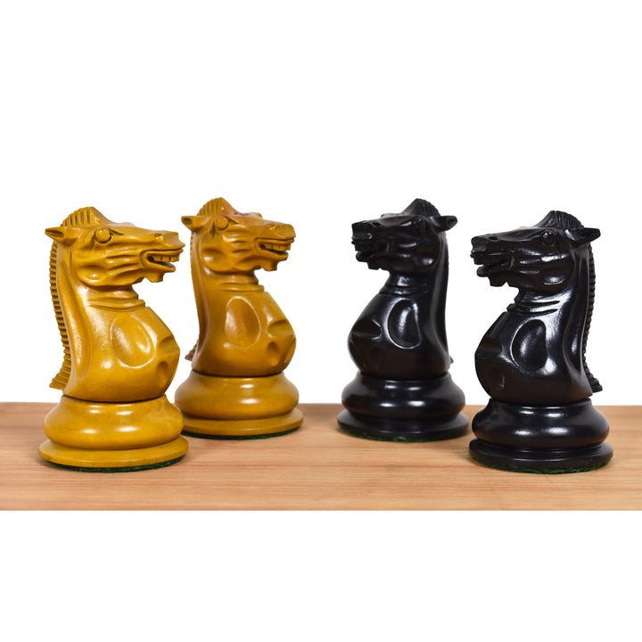 Nieznacznie niedoskonały kolekcjonerski zestaw szachów Jacques Cook Staunton z 1849 roku - tylko szachy - drewno hebanowe - 3,75 cala