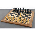 Complete 4.6-inch triple-weighted Staunton chess set on a premium wooden board.