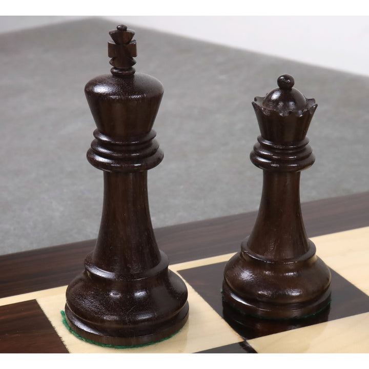 Jeu d'échecs Leningrad Staunton légèrement imparfait - Pièces d'échecs uniquement - Bois de rose et buis - Roi de 4 pouces