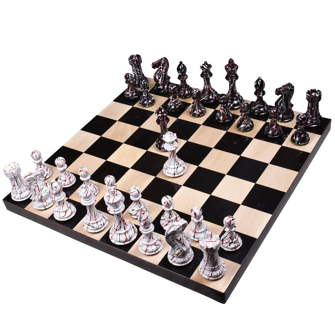Set di scacchi Staunton dipinto con texture da 4,1 pollici - Solo pezzi di scacchi - Legno di bosso appesantito