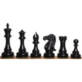 Complete set of black ebony wood Mammoth Luxury Staunton chess pieces.