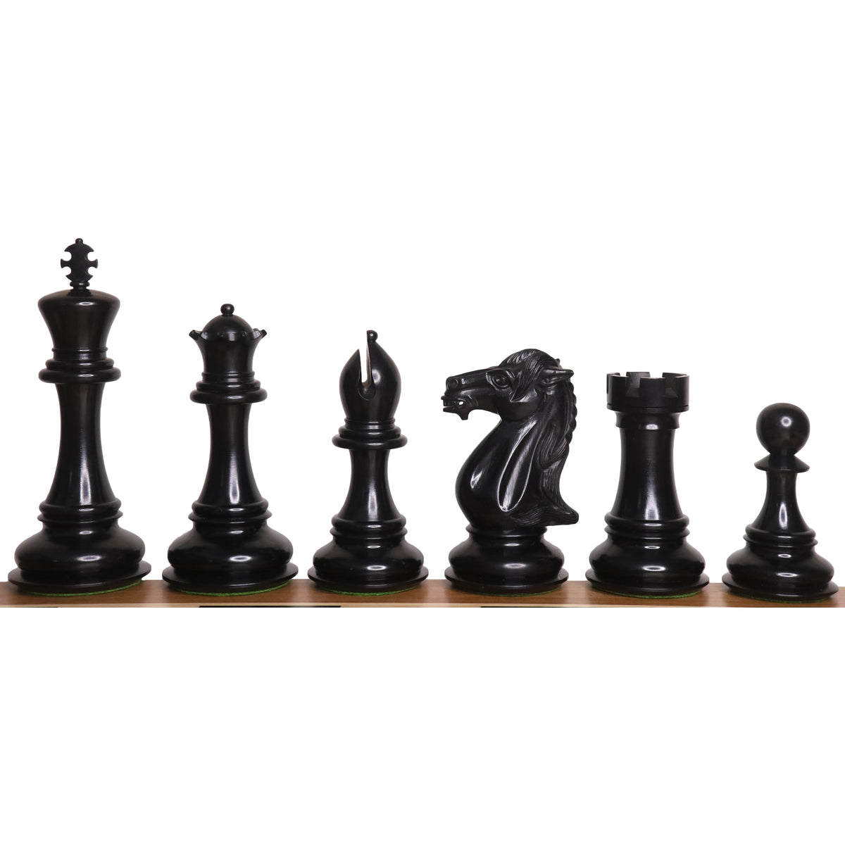 Complete set of black ebony wood Mammoth Luxury Staunton chess pieces.