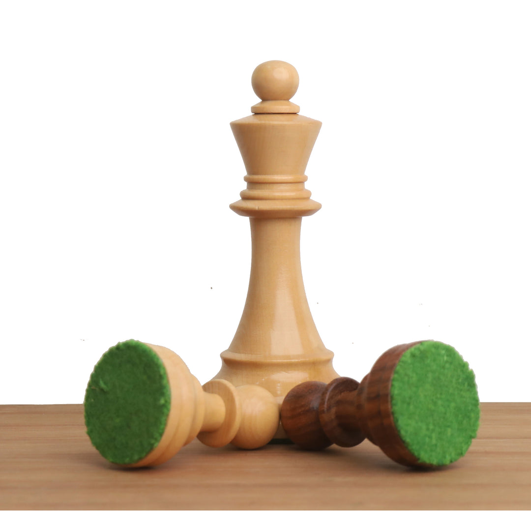 Lidt uperfekt 1950 Reproduceret Bobby Fischer 3,7" Dubrovnik Golden Rosewood Skakspil - Kun skakbrikker